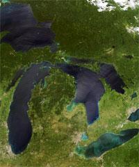 Satellite image of great lakes.