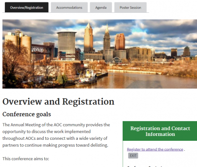 screenshot of AOC conferencce webpage