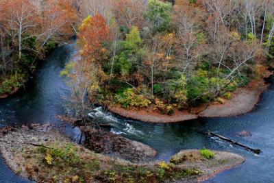 Cuyahoga River flows through valley
