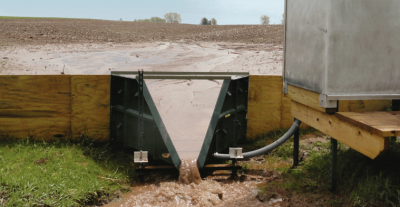 runoff water flowing through a purpose-built barrier