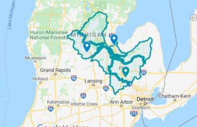 map highlighting an area in northeastern Michigan