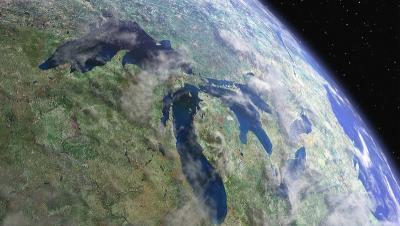 Great Lakes Basin from space. 