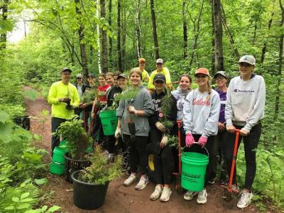 Duluth Stream Corps and YouthWorks volunteers during a planting event on June 26, 2023. (Credit: Duluth Stream Corps)