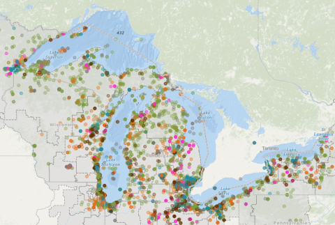 AOC Project map showing great lakes.