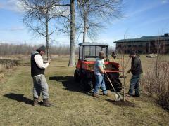 St. Regis Mohawk Tribe Land Resources staff planting trees as part of the ash canopy loss restoration project. (Credit: Normand Genier, Saint Regis Mohawk Tribe)