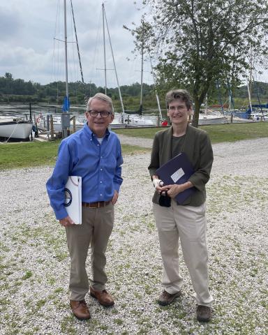 EPA Deputy Administrator Janet McCabe and Ohio Governor DeWine at the Ashtabula River delisting announcement.