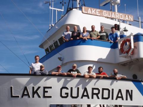 Mercury researchers on Lake Guardian