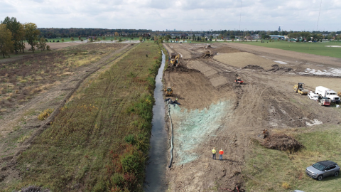 Construction underway for the stream restoration at the Oregon Recreational Complex. Photo Credit: Cherie Blair, Ohio EPA. 