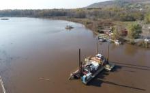 Dredging operations near Munger Landing as part of remediation efforts on the St. Louis River Estuary.