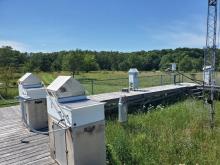 Atmospheric deposition samplers at the Sleeping Bear Dunes National Lakeshore IADN station.