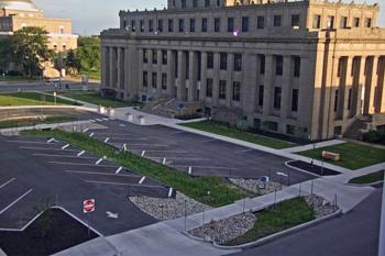 a picture of a rain garden along a parking lot in Gary, Indiana