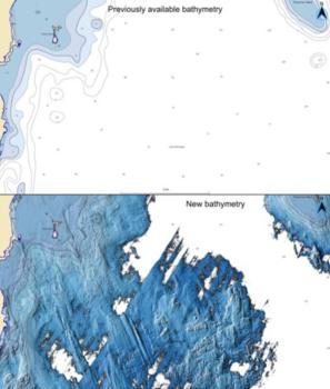 info graphic showing submerged habitats and depths around Washington Island, WI.