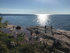 Students explore the lakeshore on a canoe trip supported by the Red Cliff Band of Lake Superior Chippewa and partner Apostle Islands National Lakeshore Park. (Credit: Alex Breslav)