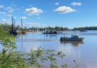 Dredging activity at Munger Landing with two dredges (Mark Anthony II and Palm Beach) and the survey vessel (Goliath) in the forefront.