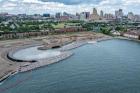 Overhead view of ralph wilson park conservancy showing river and habitat restoration. 