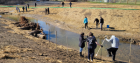 Students at the Toledo Natural Science Technology Center participating in the Hill Ditch Restoration. Photo Credit: Cherie Blair, Ohio EPA. 